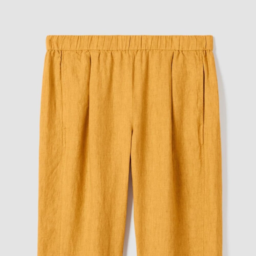 Eileen Fisher gold colored linen lantern pants